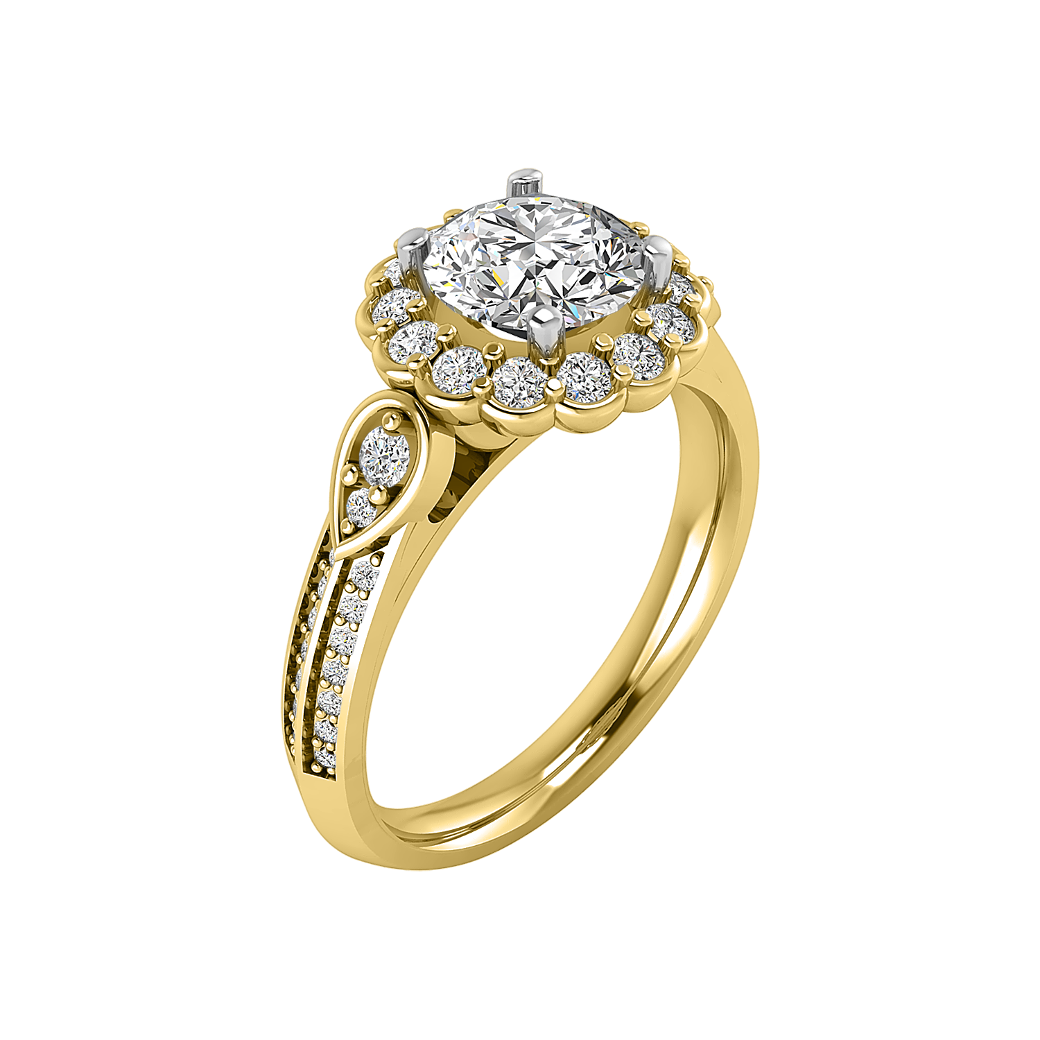 Phoenix Floral Halo Engagement Ring